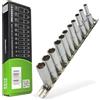 HASKYY Set di chiavi a bussola lunghe da 1/4", esagonali, 4 - 13 mm, set di dadi a 6 punti, Argento