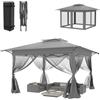 ACXIN Gazebo pieghevole da giardino, 4 x 4 m, grigio, regolabile in altezza, anti-zanzare, per balcone, terrazza, feste all'aperto, eventi, portatile, pieghevole, per giardino, campeggio, picnic