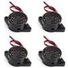 SIVITE Set 4 Cicalini Piezoelettrici Attivi DC 3-24V, Suono Continuo 95dB, Involucro in ABS Resistente, Componenti Elettronici per Allarmi, Fai da Te e Sistemi di Sicurezza