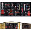 Froadp Pannello Forato Kit Portautensil, Pannello Portautensili con 17 pz Ganci, Parete Degli Attrezzi, Pannello Forato Portautensili Parete per Attrezzi per Officina Garage(Tipo A, 120x60x2 cm)