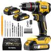 Sundpey 21V Trapano Avvitatore a Batteria - Max 70Nm Brushless Trapano a Percussione con 2 Batterie 2.0Ah, 23+3 Coppie, Mandrino 10mm, Luce LED, 2 Velocità Avvitatore Elettrico per Fai da te
