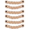 Brute Strength Maniglie pelle intrecciata 16,5 x 2,5 cm Naturale 6 pezzi | Maniglie intrecciate in cuoio pieno fiore per mobili, armadi e cassettiere; due lunghezze di vite incluse