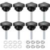 QUARKZMAN 8Pcs Manopole A Stella M6 X 30mm Metrico Testa In Plastica Nero | A 5 Stelle, Maniglie Mano Viti Farfalla, Acciaio Al Carbonio, Con Dadi E Rondelle, Zincato, Filettatura Maschio 31mm
