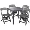 Dmora - Set Salotto da Esterno Falconara, Salottino Outdoor o Indoor, Tavolo Quadrato con 2 sedie Pieghevoli, Made in Italy, Antracite