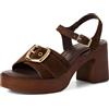 MARCO TOZZI sandalo da donna con morbido plantare Feel Me in pelle moderno, marrone (CAFE), 36 EU