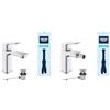 GROHE Dice Set Rubinetto miscelatore per lavabo + bidet con piletta click-clack, cromo, 1018560000 +1018770000