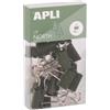 APLI 19981 - Pinze pieghevoli in acciaio temprato 19 mm - Confezione da 15 in colore cachi - Design elegante, organizzazione perfetta - Accessori da scrivania Upnorth