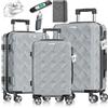 KESSER® Set di valigie da viaggio, 3 pezzi, ABS, serratura a combinazione, bilancia e portafoglio, ruote a 360°, bagaglio a mano e grande valigetta