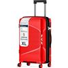 4FLY Set di valigie da viaggio leggere e rigide - Trolley con serratura TSA, doppie ruote, manico telescopico in alluminio e doppia cerniera, beauty case, bagaglio a mano e bagaglio da stiva, Colore