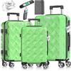 KESSER® Set di valigie da viaggio, 3 pezzi, ABS, serratura a combinazione, bilancia e portafoglio, ruote a 360°, bagaglio a mano e grande valigetta