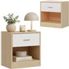 Relaxdays Set di 2 comodini, 41x39x28 cm, legno, con cassetto, per camera/salotto, bianco