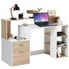 BAKAJI Scrivania con Cassetto e Mobiletto Tavolo da Lavoro Porta Pc Computer in Legno Melaminico Arredamento Casa Ufficio Cameretta (Beige)