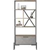 Dmora Libreria Musica 76x45x161h cm Marrone 4 Ripiani Un'anta, Biblioteca Installazione a Terra