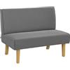 HOMCOM Divano a 2 posti, effetto velluto a coste, gambe in legno, divano imbottito, divano doppio per camera da letto, soggiorno, 110 x 62 x 85 cm, grigio