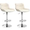CLP Set di 2 sgabelli da bar in tessuto Vonore I Regolabile in altezza e girevole a 360 gradi Colore:crema;Colore del telaio:cromo