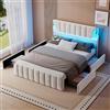 Mydtt LED Letto 140x200 con USB, Letto Matrimoniale con Contenitore, Beige