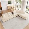 NuvlaGu Divano angolare modulare a forma di U / L a 6 posti, con USB e Type-C, vano portaoggetti, console centrale, cord, beige
