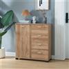 [en.casa] Madia Comò con Cassettiera Armadio Basso con 4 Cassetti e Anta Armadietto Stretto Multiuso Mobile Portascarpe 84 x 80 x 28 cm - Effetto Rovere