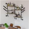 UNHO Porta Bottiglie da Vino Parete: Industriale Design Bar Mensola Portabottiglie Vini Liquori Angolo da Muro per Casa Cucina Scaffale Tubo Portavino Bicchiere Alcolici Vintage Stile