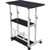 HUOLE Tavolo Rotolante per Letto Divano, Ufficio Gamer, Tavolo Computer Ergonomico con Supporto per Monitor, per Soggiorno, Camera da letto, 60 x 40 x 90 cm, Nero e Bianco