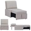 EVERGREENWEB MATERASSI & BEDS EVERGREENWEB - Poltrona Pouf Letto Singolo con Materasso e Cuscino INCLUSO, Prontoletto Salvaspazio Pieghevole, Pouf Poggiapiedi, Ottomano, Comodo Schienale Regolabile e Tasca Laterare | SOFY (Beige)