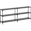 vidaXL Wandtafel met zwart glazen blad 194,5x30x81 cm staal
