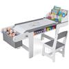 COSTWAY Set Tavolo e Sedia per Bambini 3+ Anni con Rotolo di Carta | Tavolo da Disegno Creativo con Vaschette per Colori e Contenitori in Tessuto, Mobile Montessori per Cameretta e Scuola
