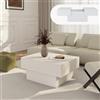 [en.casa] Tavolino da Caffè con Piano Rettangolare Scorrevole e 2 Scomparti Tavolo Basso Centrale da Salotto a 2 Vani Portaoggetti Chiusi 80 x 60 x 36 cm per Soggiorno - Bianco