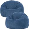 icon Classico Poltrona Sacco, Blu Denim, Set da 2, Velluto a Coste, Pouf Poltrona con Riempimento Incluso, Pouf Sacco, Camera da Letto, Soggiorno, Mobili Soggiorno