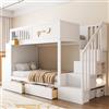 luckdect Letto a castello 90 x 200 cm con scala di stoccaggio, cassetti di stoccaggio, letto a soppalco a 2 posti con scrivania e motivo stella, mobile multiuso per camera da letto