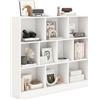 COSTWAY Libreria a 10 Cubi, Organizzatore di Stoccaggio a 3 Ripiani con 2 Kit Anti-Ribaltamento, Scaffale Multiuso in Legno per Soggiorno Camera da Letto Ufficio, 120x24x104 cm (Bianco)