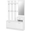 MEGAOFFERTE.IT Mobiletto Da Ingresso Con Scarpiera Specchio E Appendiabiti Arredo Moderno Per Corridoio Entratina 97 X 35 X 25 Cm Bianco