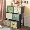 JiaOyu Cassettiera vintage con 6 cassetti in tessuto, toeletta bohémien, mobile TV, struttura in metallo e piano in legno, cassettiera alta per soggiorno, camera da letto e corridoio (6 cassetti)