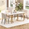 MSMOK Tavolo da Pranzo Moderno 140 x 80 cm, Struttura in Metallo, Piano in Marmo Moderno, Piedini Regolabili per Sala da Pranzo