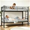 LIJYITF Letto a Castello per Bambini, 90 x 200 cm, Con Ringhiere di Protezione e Scale di Accesso, Letto a Soppalco in Metallo Trasformabile in 2 letti Singoli, con Rete a Doghe, Scala Antiscivolo