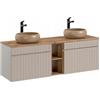 Muebles Slavic Armadietto da bagno a parete con lavabo da appoggio e 2 cassetti, in cashmere, 140 cm