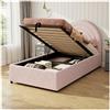 Wyibwy Letto per bambini 90×200 cm, letto singolo con contenitore idraulico e rete a doghe, letto imbottito adatto per adulti e adolescenti, velluto,materasso non incluso (Rosa - Velluto)