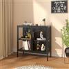 [en.casa] Armadietto con Vetrina Credenza in Acciaio Nero con 2 Ante in Vetro Temperato Mobile Espositivo Moderno per Soggiorno Ufficio 80 x 80 x 35 cm