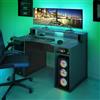 Dmora - Scrivania Phoenix, Scrittoio multifunzione moderno da Gaming, Tavolo da studio porta PC e porta CD, Tavolo da studio con ripiani, 136x67h88 cm, Antracite