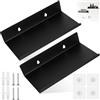 Aurobest 2 Pezzi Mensole Muro Piccole, 20 x 10 x 4cm Mensola Metallo Nero, Scaffale Parete Decorazione, Scaffali Galleggianti per Bagno, Cucina, Ufficio, Camera Letto (Senza Foratura/Foratura)