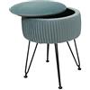 Mendler Sgabello poggiapiedi portaoggetti con Scomparto HWC-K47 Metallo Effetto Velluto Verde Gambe Nere