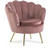 SIEDITI FUORI E DENTRO Poltrona Imbottita con schienale a conchiglia in velluto con gambe cromate dorate, poltrona da salotto e camera da letto design vintage e retrò Perla (Gambe Oro, Velluto Rosa Blush)