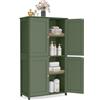 VASAGLE Mobiletto da Bagno, Armadietto con 2 Ripiani Regolabili, Portaoggetti con 4 Ante, Unità Alta Autoportante, per Cucina, Verde Foresta BBC553CH01