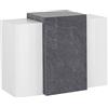 Dmora Mobile Pensile Michael 38x66h cm Bianco Bianco Lucido 3 Ripiani 3 Ante, Apertura Battente Made in Italy