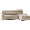 Dmora Divano Fisso con penisola Mikaela, Sofà ad Angolo con Chaise Longue Destra in Tessuto, Braccioli Slim, 100% Made in Italy, Cm 260x95h85, Beige