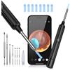 AZHE Pulizia Orecchie Otoscopio, Pulitore Orecchie HD da 5 MP, Pulisci Orecchie Impermeabile IP67, Pulire Orecchie da 3,9 mm e 6 LED per iPhone, iPad e smartphone Android, Nero