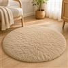 VKZ Tappeto Rotondo Ø 80 cm per Salotto Moderno, Morbido Tappeto a Pelo Lungo in Poliestere, Antiscivolo e Lavabile in Lavatrice, per Soggiorno Camera da Letto e Cameretta,BEIGE