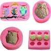 ZOOMPIL Stampo in silicone gufo 3D, silicone animale fondente per stampi per torte decorazione di candele e altri fai da te, rosa, 4 pezzi