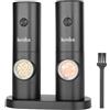 Hotder- macina pepe elettrico,2 pcs Macinapepe Elettrici con 5 livelli di grossolanità regolabili,Luce LED,set di macina sale e pepe elettrico con Base,Alimentato a Batteria,per la cucina di casa ecc.