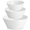 MALACASA Serie REGULAR, Set di 3 Grande Ciotola Scodella Ceramica da 1050 ml, 1700ml, 3150ml, Insalatiera Ceramica per ramen, cereali, insalata, frutta, Bianco